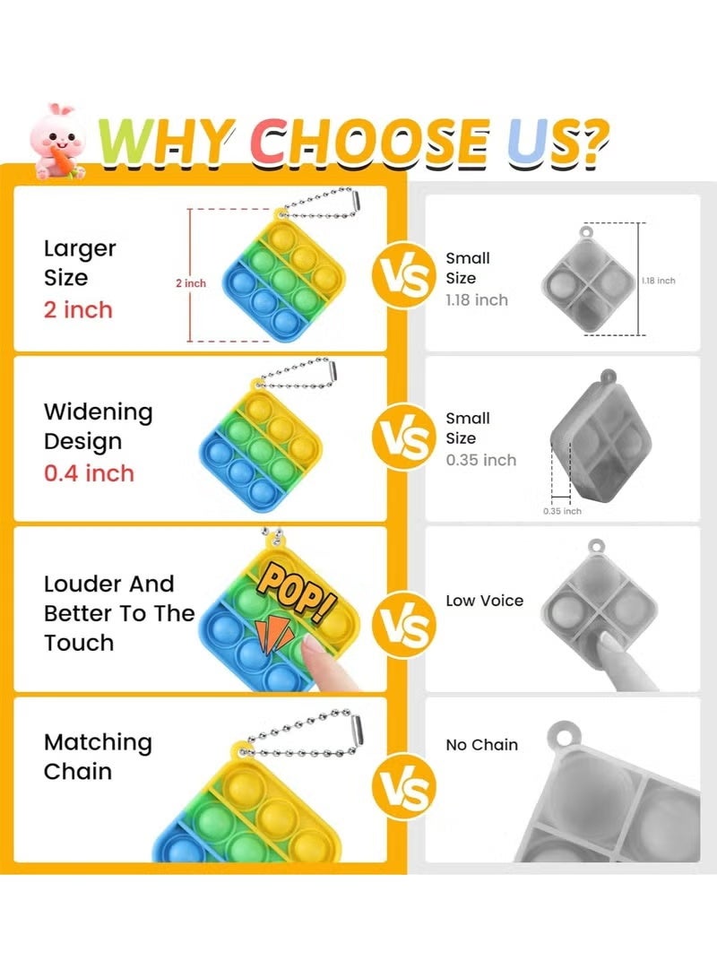ColaBear 30 Pack Mini Pop Fidget Keychain, Kids Party Favors Fidget Toys Bulk, Its Birthday Party Favors for Kids 4+ Year Small Kid, Classroom Prizes Fidgets It Bubbles Poppers - Image 2